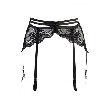 Porte-jarretelles tulle et dentelle noir V-10712 - Axami 